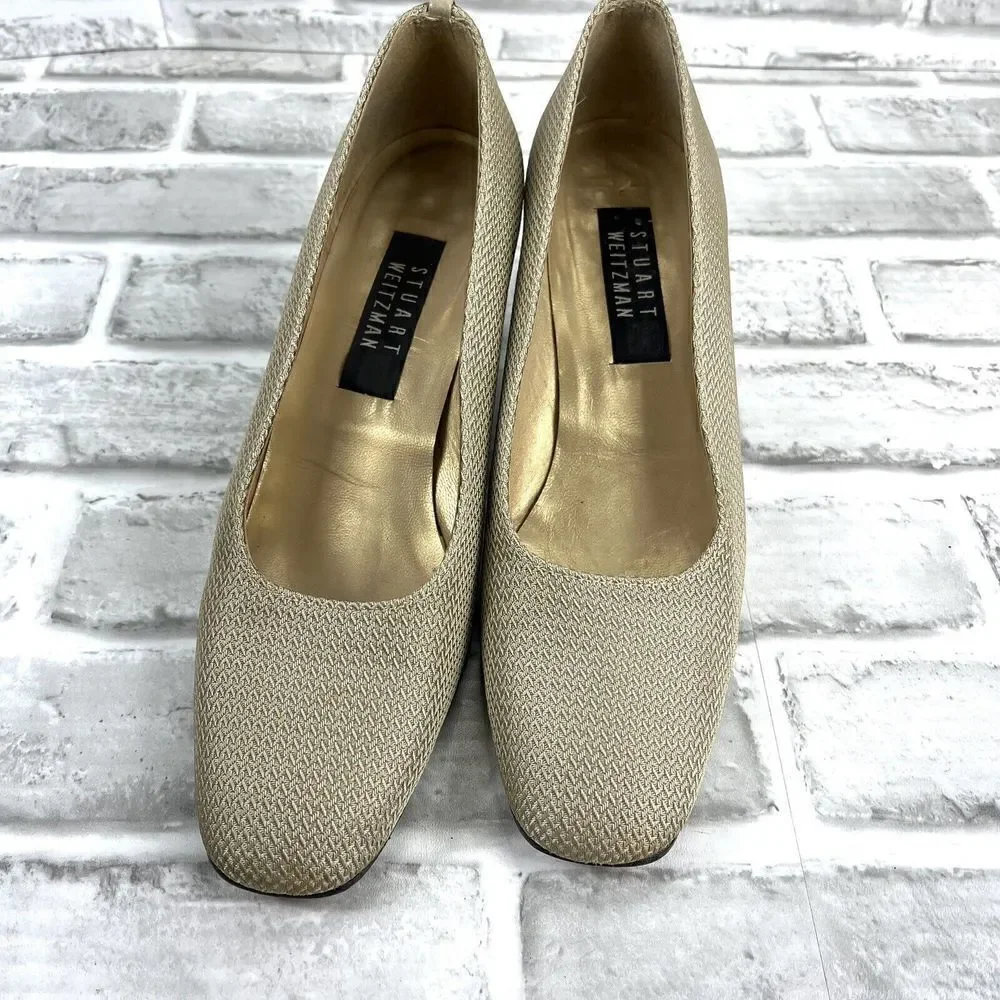 Stuart Weitzman Women’s Size 8 Square Toe Woven Pumps Vintage